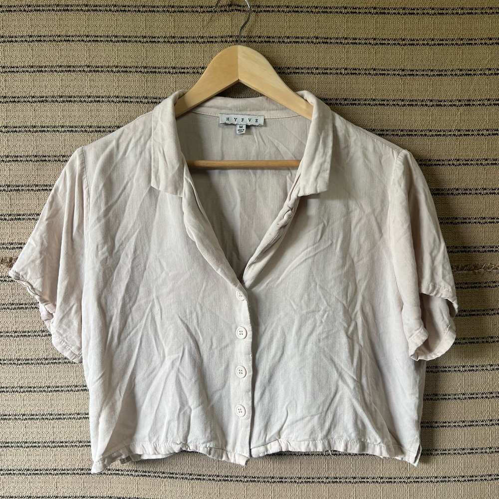 HYFVE Cream Boxy Button-Up Women's Top